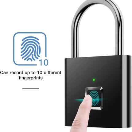 Portable Fingerprint Padlock USB Rechargeable Lithium Battery Waterproof Durable Zinc Alloy Lockbody