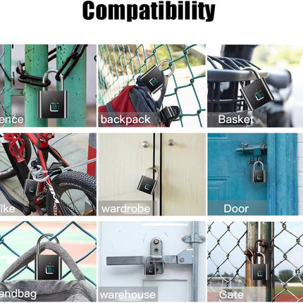 Portable Fingerprint Padlock USB Rechargeable Lithium Battery Waterproof Durable Zinc Alloy Lockbody