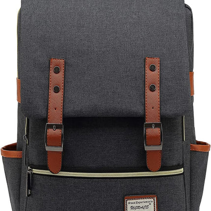 Slim Business Laptop Backpack Casual Daypacks College Shoulder Bag for Men Women, Tear Resistant Unique Travelling Backpack Fits up to 15.6 Inch Laptop in ‎Charcoal Black